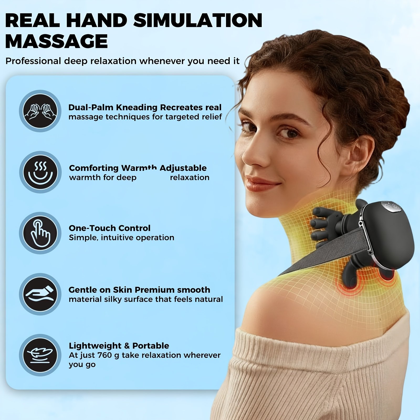 Massage and Heat, Bionic Hand Neck and Shoulder Massager